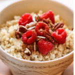 Breakfast quinoa in a bowl.