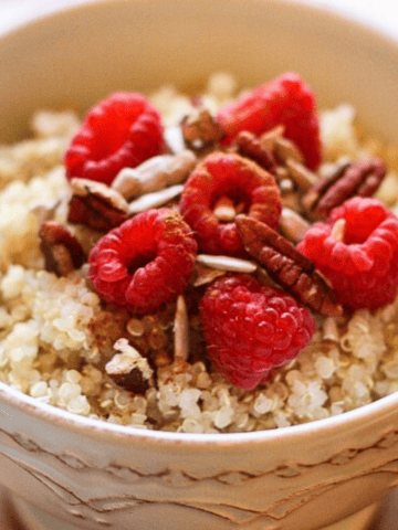 Breakfast quinoa in a bowl.