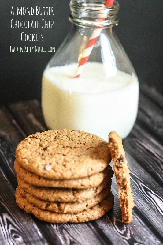 Almond Butter Chocolate Chip Cookies - Lauren Kelly Nutrition