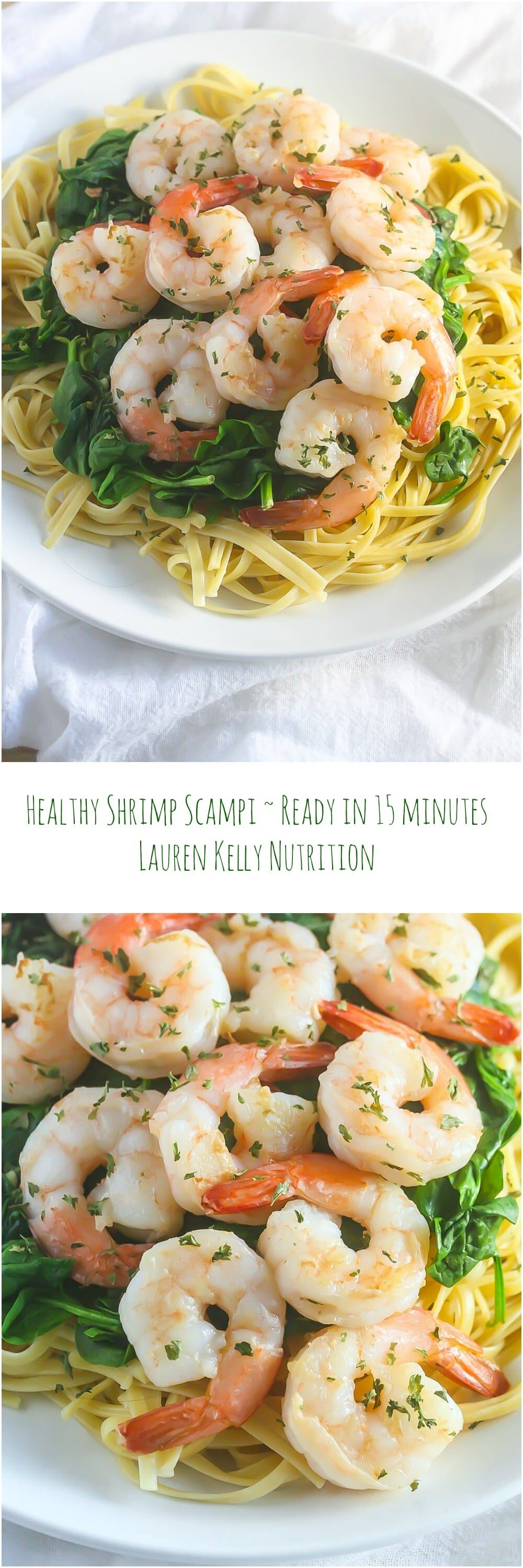 This Healthy Shrimp Scampi is so delicious and is ready in 15 minutes! www.laurenkellynutrition.com