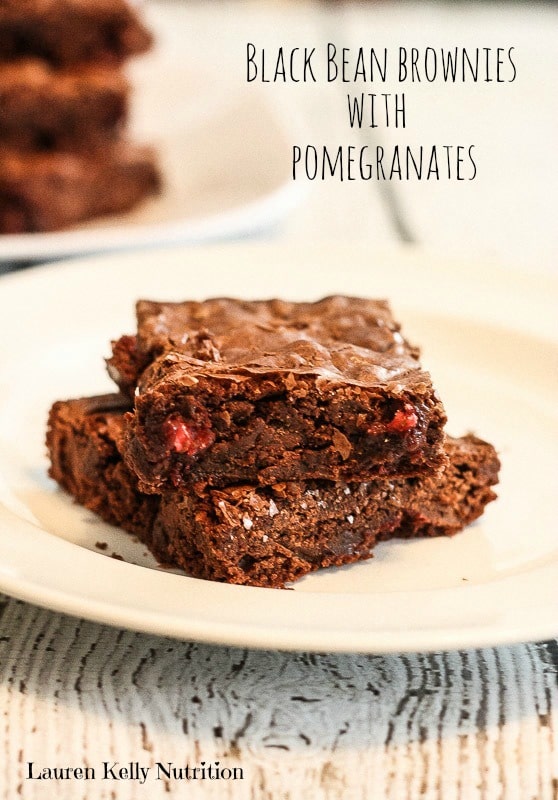 Black Bean Brownies with Pomegranates, I PROMISE you can't taste the beans in these at all! I make them all the time!