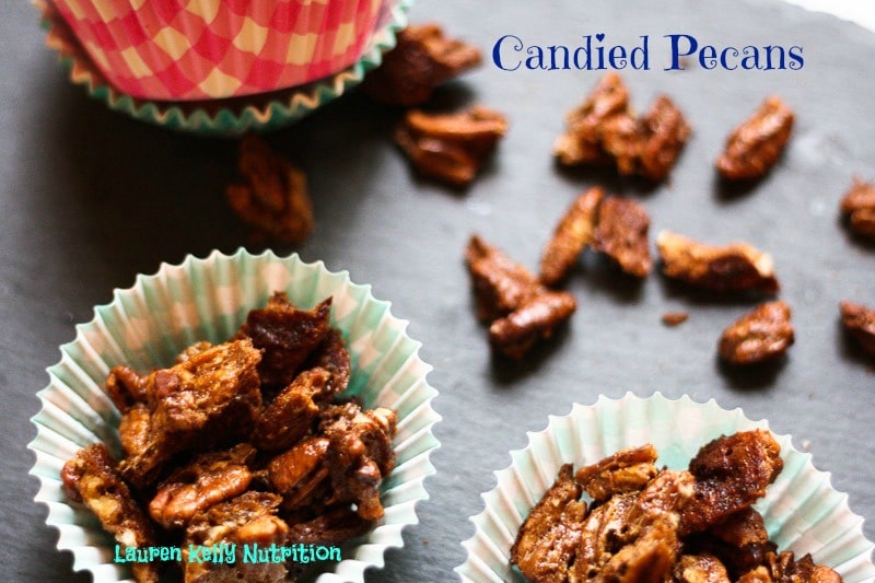 Candied pecans in little cups.