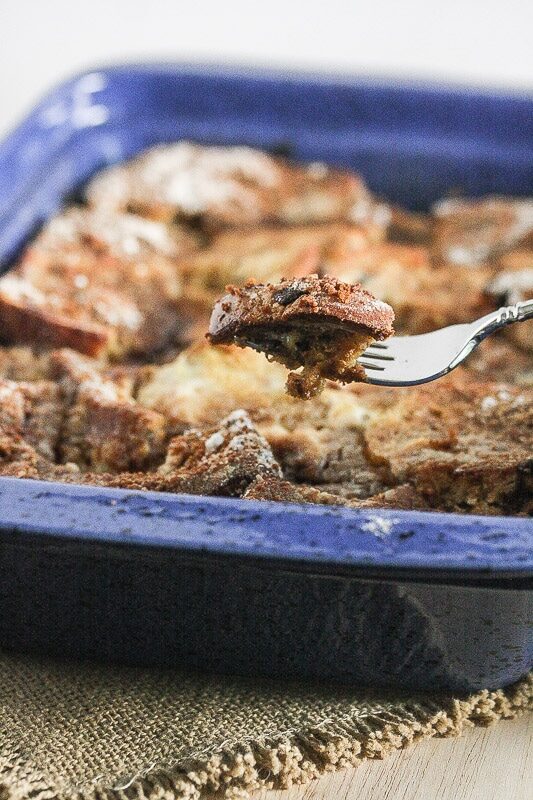 This Overnight French Toast Casserole takes minutes to prepare and can be made the night before! From The Greek Yogurt Cookbook by Lauren Kelly Nutrition
