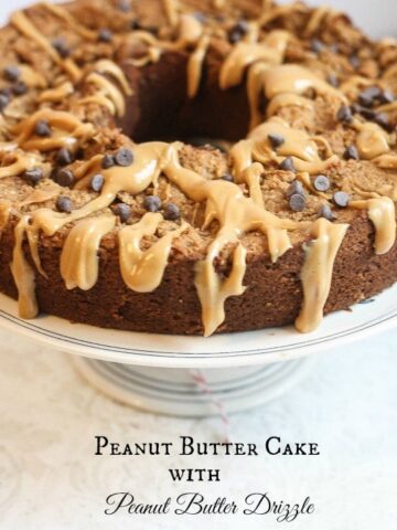 Easy Vegan and Gluten Free Peanut Butter Cake with Peanut Butter Drizzle