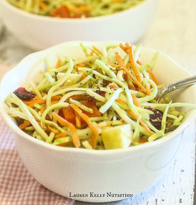 Raw Broccoli Slaw with Chia Balsamic Vinaigrette from Lauren Kelly Nutrition