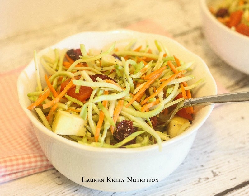 Raw Broccoli Slaw with Chia Balsamic Vinaigrette | Lauren Kelly Nutrition