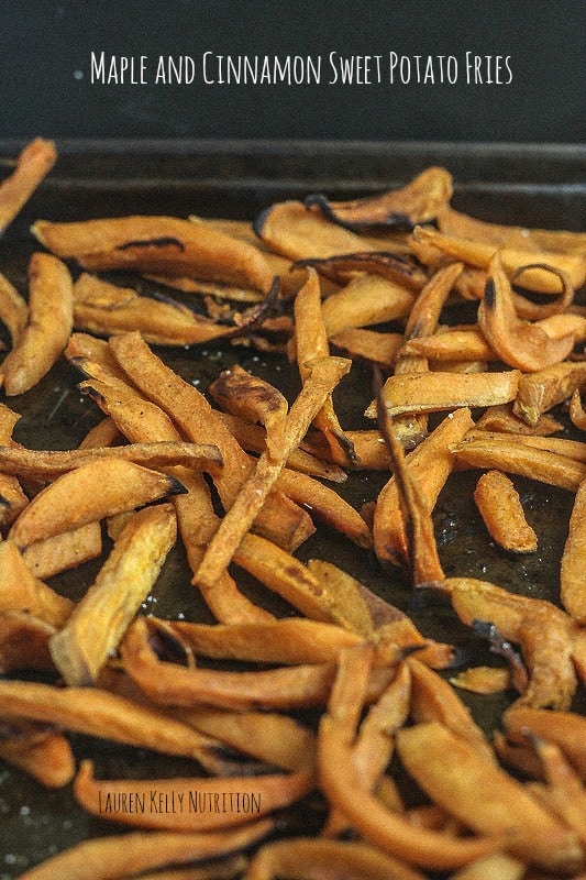 Maple and Cinnamon Sweet Potato Fries - Lauren Kelly Nutrition