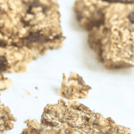 Banana coconut bars on a white background.