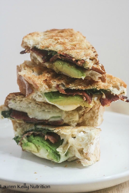 Jarlsberg Grilled Cheese with Avocado Spinach and Bacon Lauren Kelly