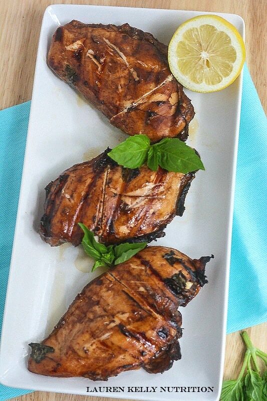 Easy Balsamic Chicken on a white plate.