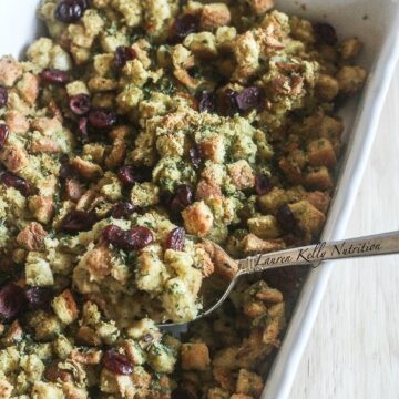 This Easy Cornbread Stuffing is healthier than traditional stuffing and delicious!