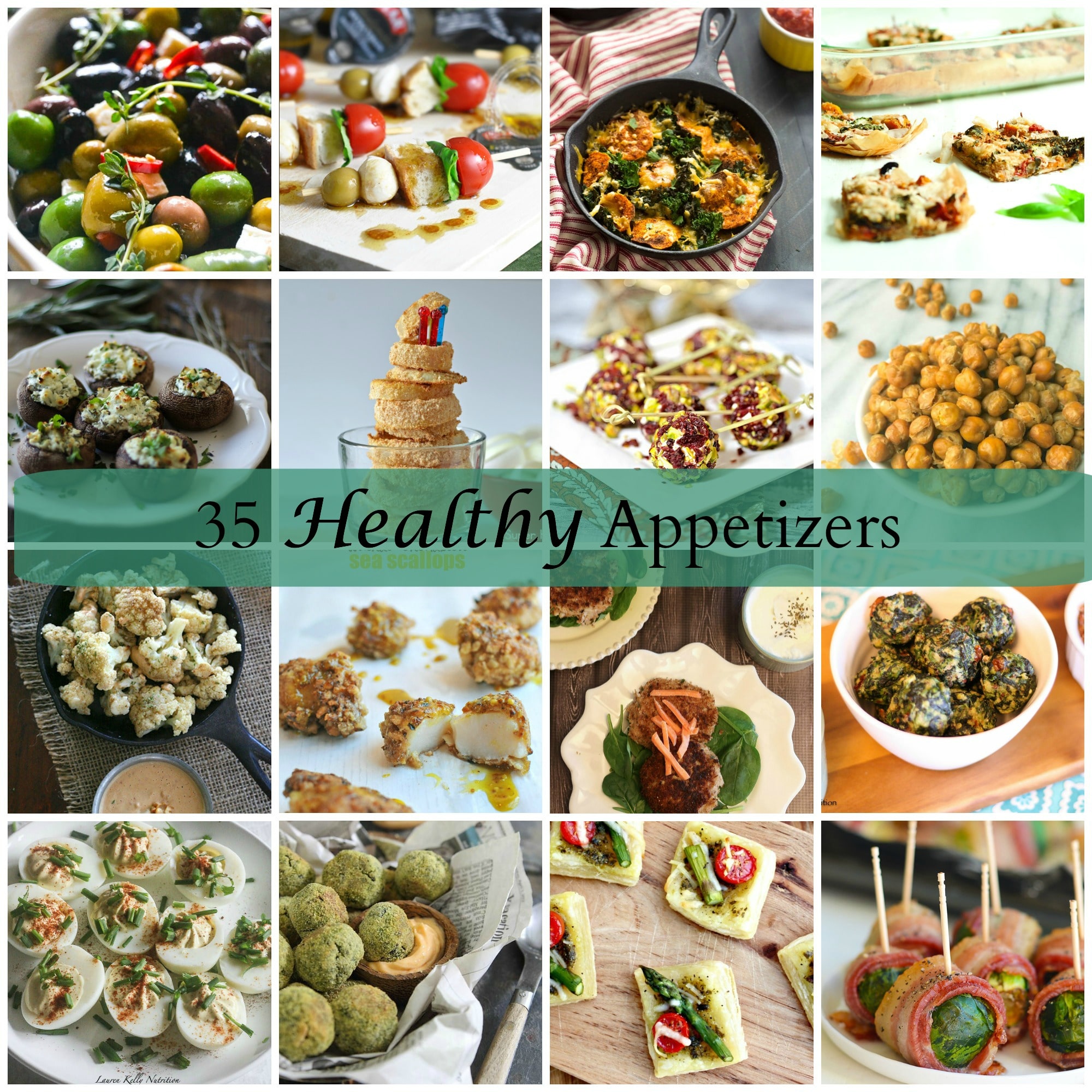 Collage of appetizers.