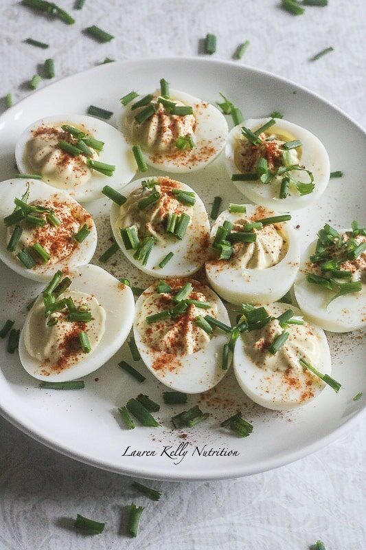 Overhead picture of Deviled Eggs.