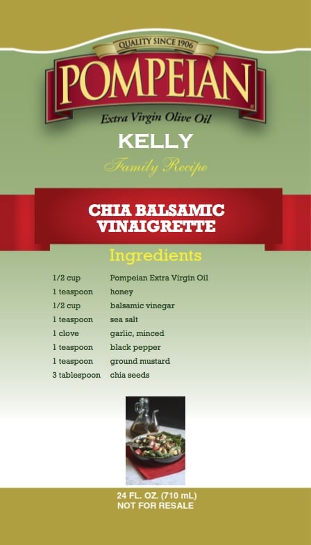 Cranberry Apple Salad with chia Balsamic Vinaigrette, Pompeian Olive Oil