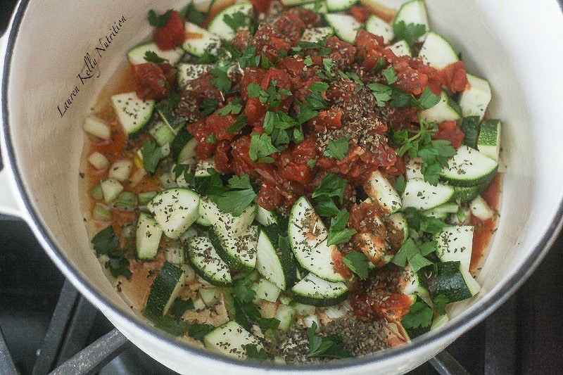 Quinoa Vegetable Soup in a pot/