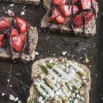 Toast with the Most {Walnut Pesto Toast with Pears & Gorgonzola Cheese AND Strawberry Almond Butter Toast with Chia Seeds & Chocolate}