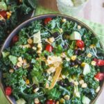 Chopped Mexican Kale Salad with Creamy Avocado Dressing {Vegetarian}
