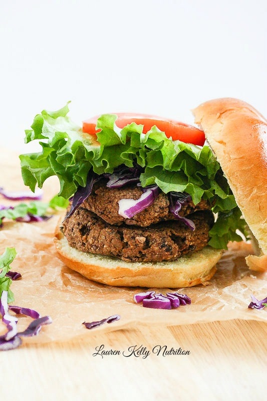 Thai Black Bean Burgers open faced.