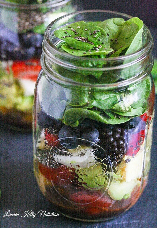 Mixed Berry Chopped Mason Jar Salad and My Trip to the Aldi Test Kitchen