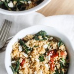 Brown Rice, Kale and Roasted Tomatoes with Feta Cheese {Vegetarian, Quick and Easy},