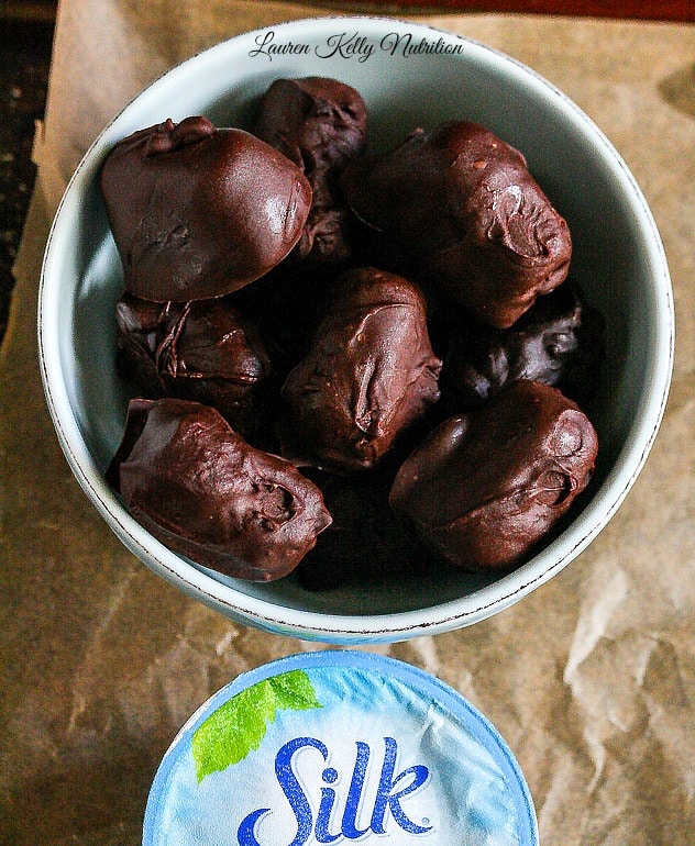 Chocolate Covered Chocolate Chip Yogurt bites Made with Silk Yogurt Alternative @LoveMySilk #SpoonfulOfSilk #dairyfree #vegan