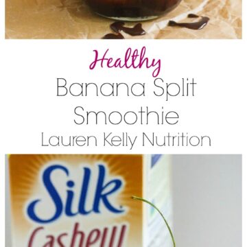 This Banana Split Smoothie is vegan, dairy-free and gluten free! Enjoy this banana split guilt-free! @LoveMySilk #SilkCashew