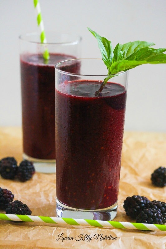 This Blackberry Basil Slush is the perfect, healthy way to cool you off this summer! #sugarfree #vegan