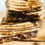 Grilled chocolate almond butter stacked on each other.
