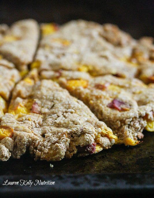 Peaches and Cream Whole Wheat Scones from Lauren Kelly Nutrition