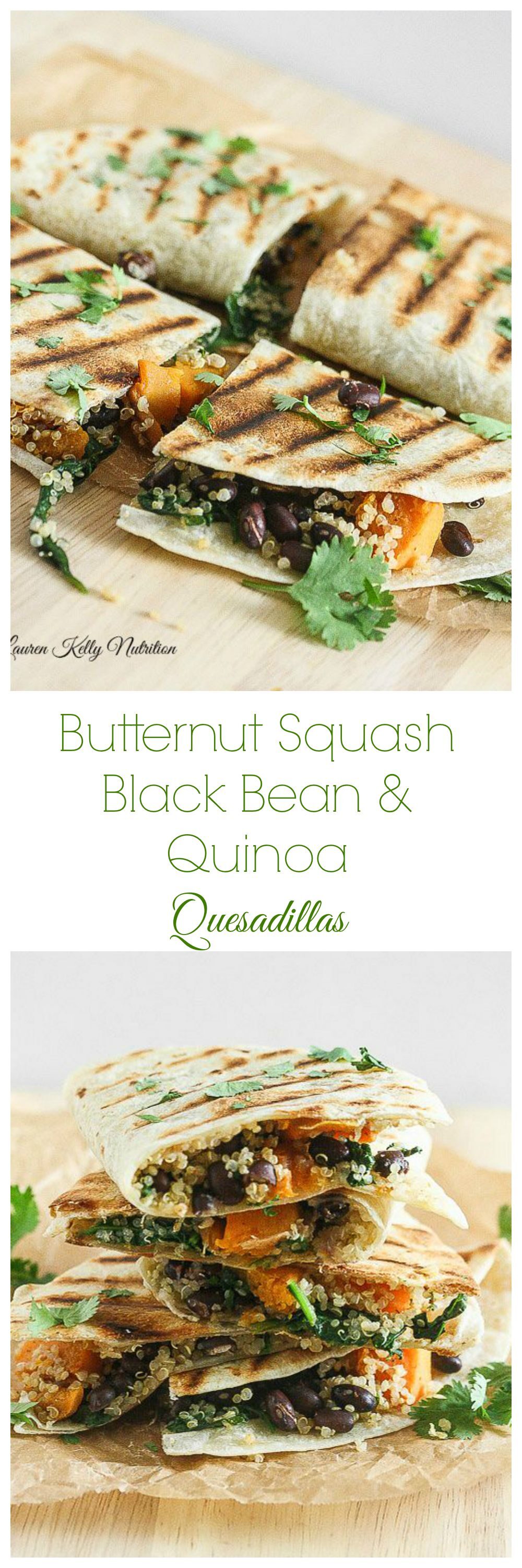 These Butternut Squash Black Bean & Quinoa Quesadillas are delicious and healthy too! The best quesadilla recipe ever.