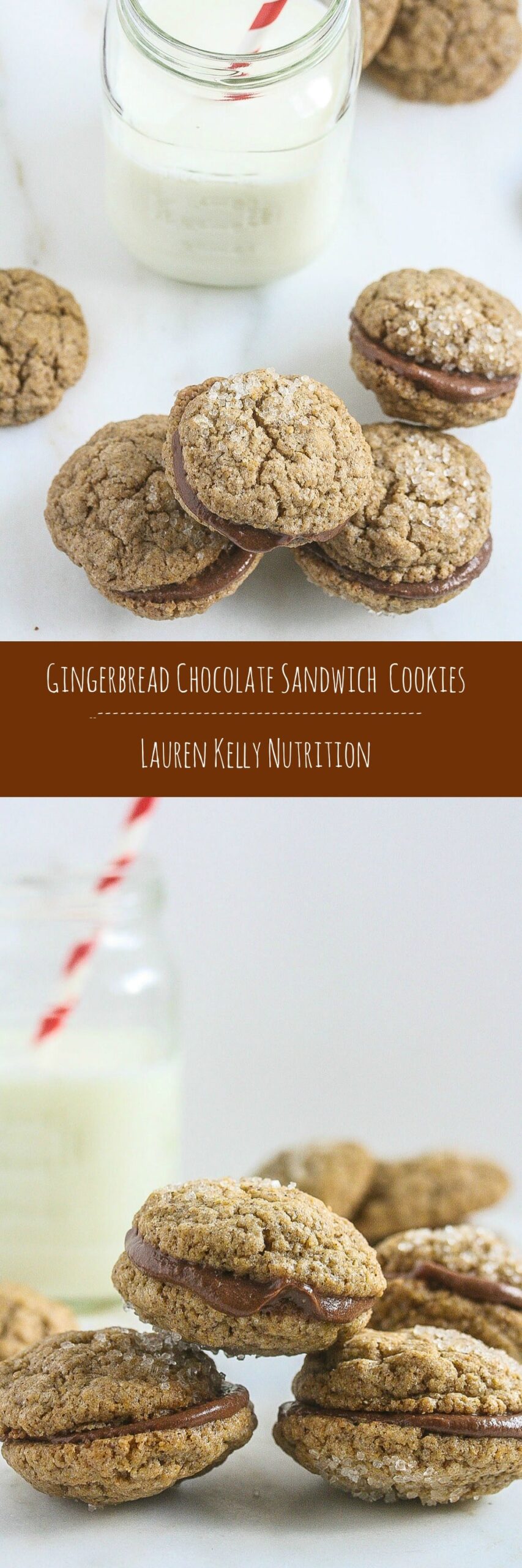 Healthier Gingerbread Chocolate Sandwich Cookies from Lauren Kelly Nutrition 