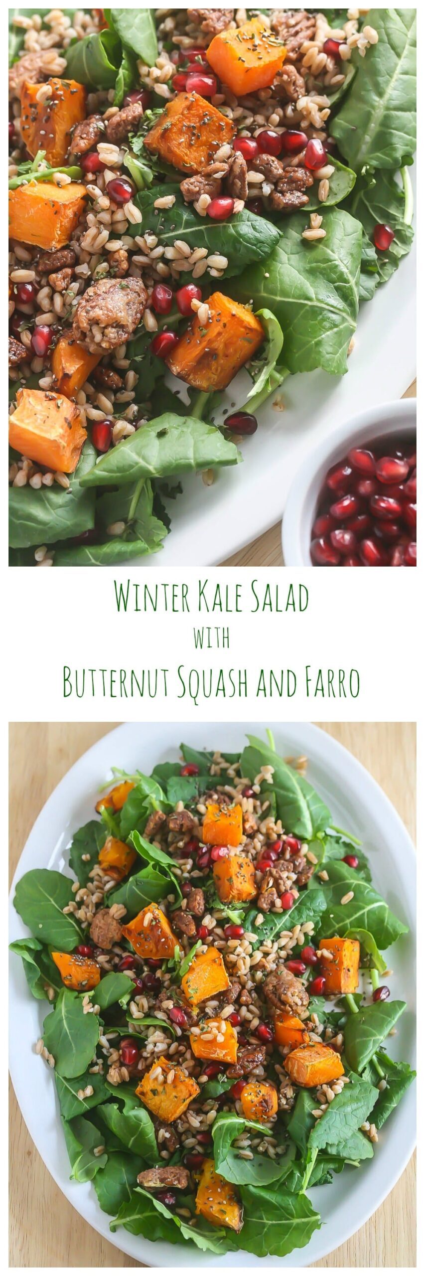 Winter Kale Salad with Butternut Squash and Farro from Lauren Kelly Nutrition.