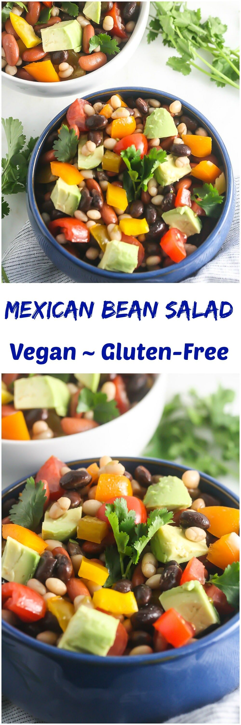 This Mexican Bean Salad is packed with plant-based protein and fiber and is naturally gluten and grain-free! www.laurenkellynutrition.com