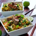 Gluten Free Spicy Rice Noodle Salad {Vegan Option}