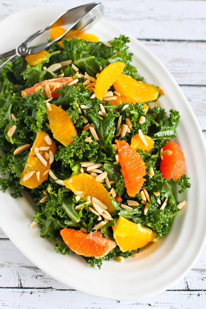 This Kale & Orange Salad with Toasted Almonds from Cookin' Canuk is packed with vitamins, nutrients and tons of flavor!