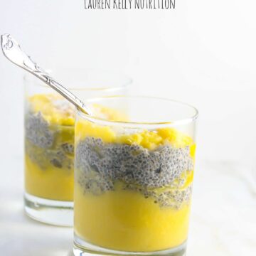 This Layered Mango Chia Pudding is not only delicious but also super healthy and takes 10 minutes to make! #SilkUnsweetened #vegan #glutenfree #dairyfree #ad www.laurenkellynutrition.com