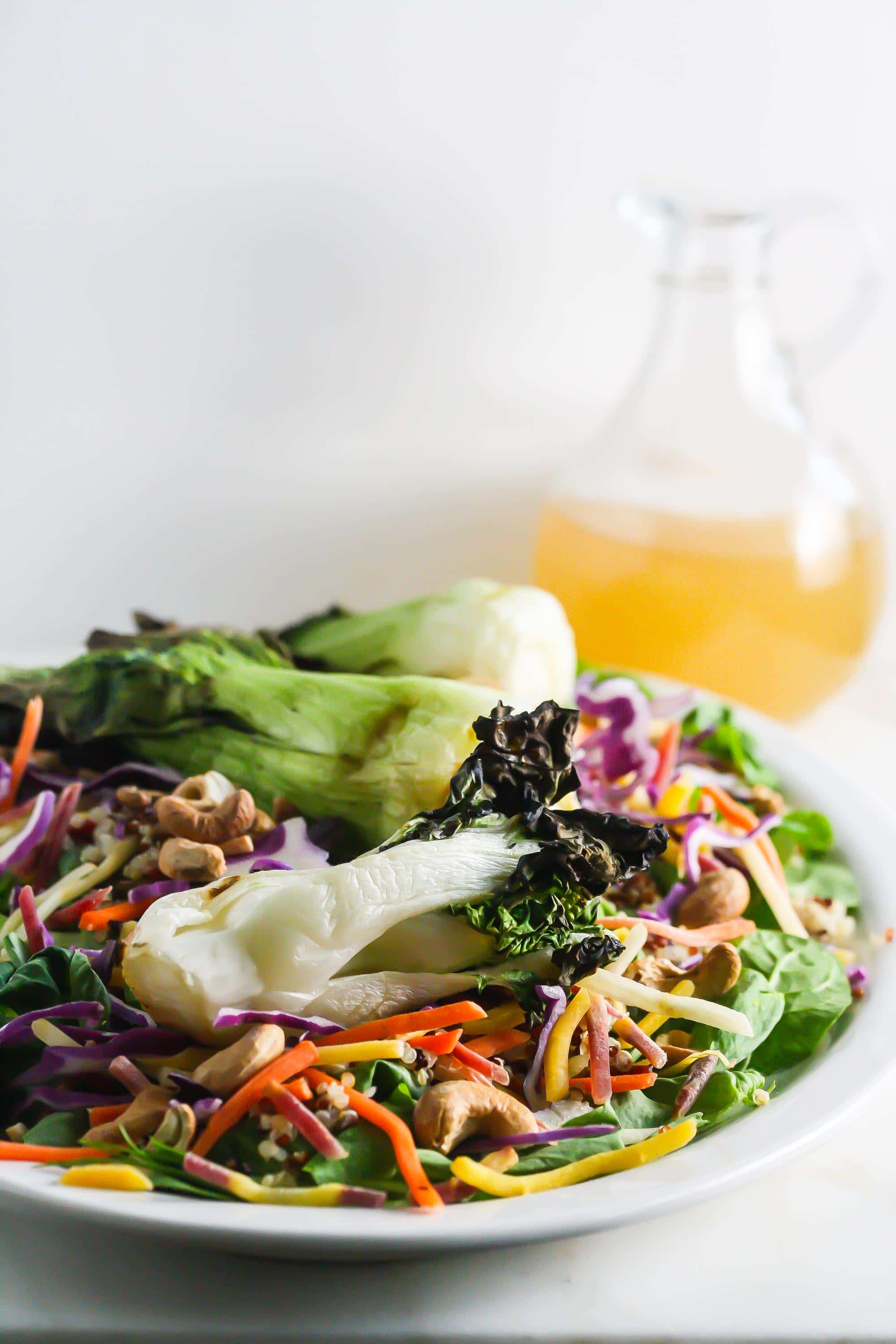 Grilled Baby Bok Choy Salad with Honey Miso Dressing.