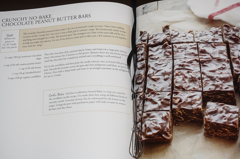 Crunchy No Bake Chocolate Peanut Butter Bars recipe in The Weeknight Dinner Cookbook.