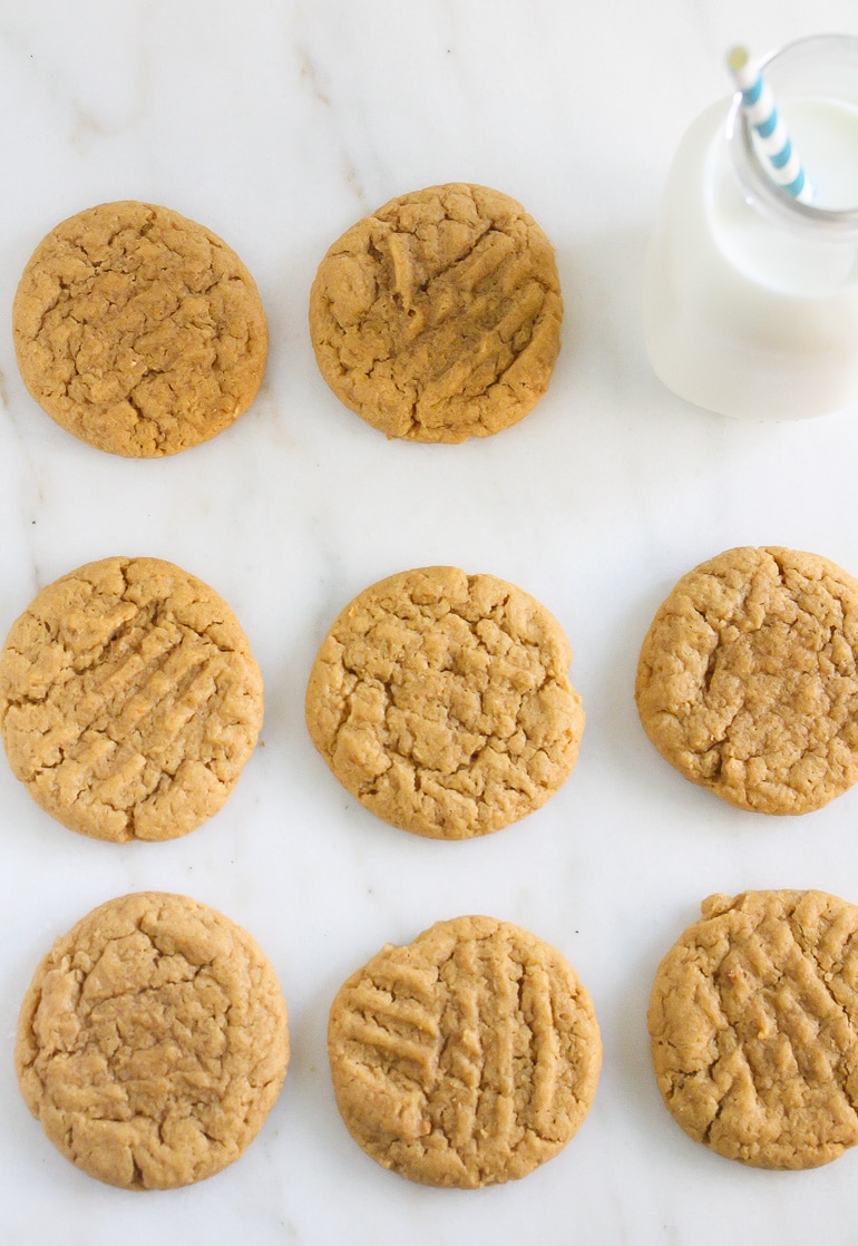 Chewy, Simple to Make, Gluten Free Peanut Butter Cookies from Lauren Kelly Nutrition
