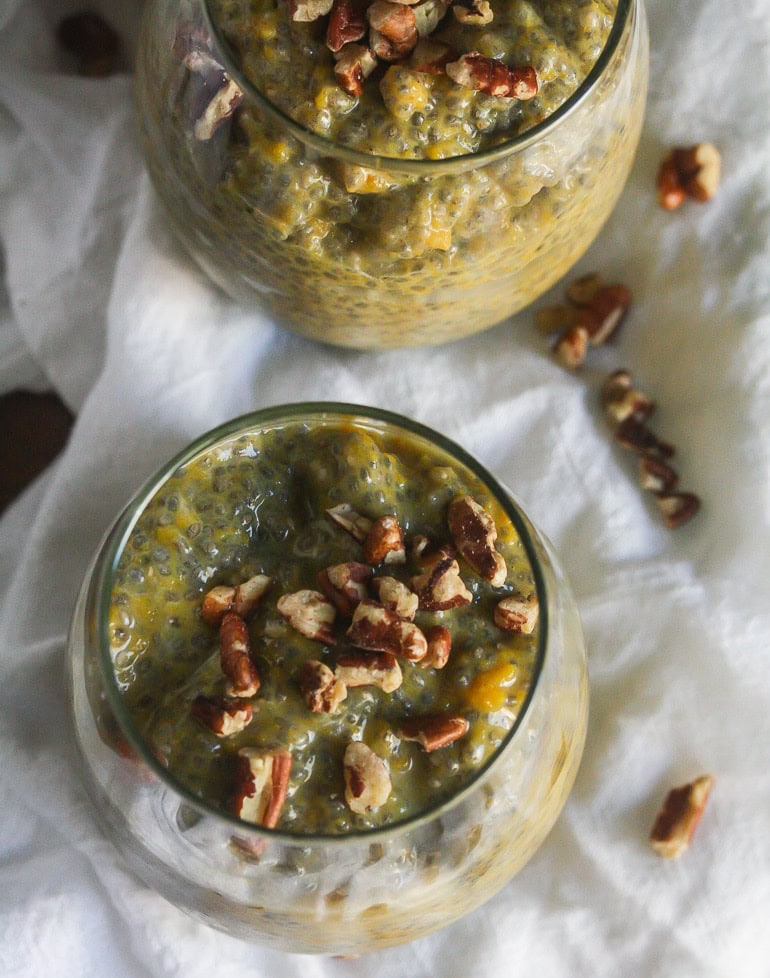 Top view of Pumpkin Pie Chia Seed Pudding.