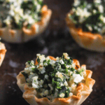 Picture of spinach artichoke bites on a tray.