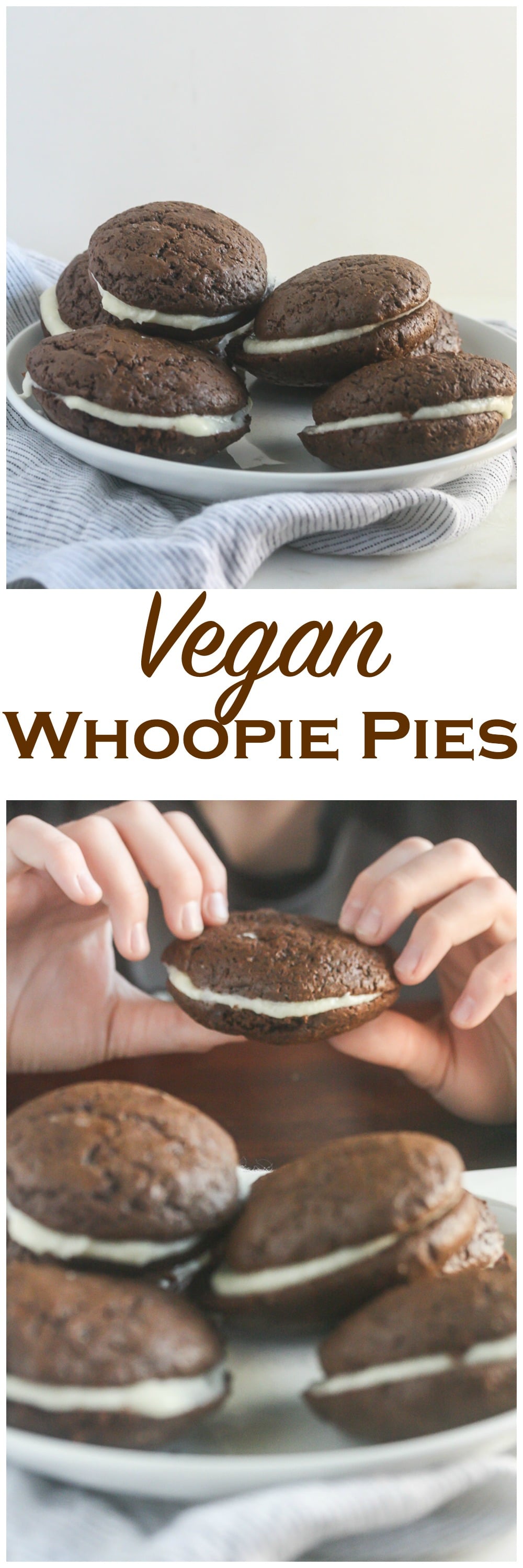 These Vegan Whoopie Pies from Lauren Kelly Nutrition have a cake-like texture and a sweet, whipped filling.