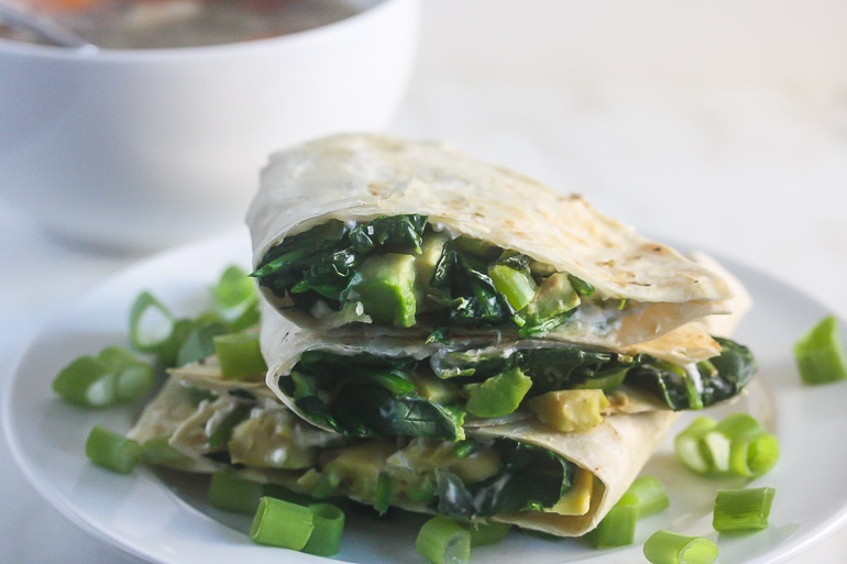 These Spinach Avocado Goat Cheese Quesadillas are the perfect pairing to your favorite Progresso soup! #ad #SoupYourWay