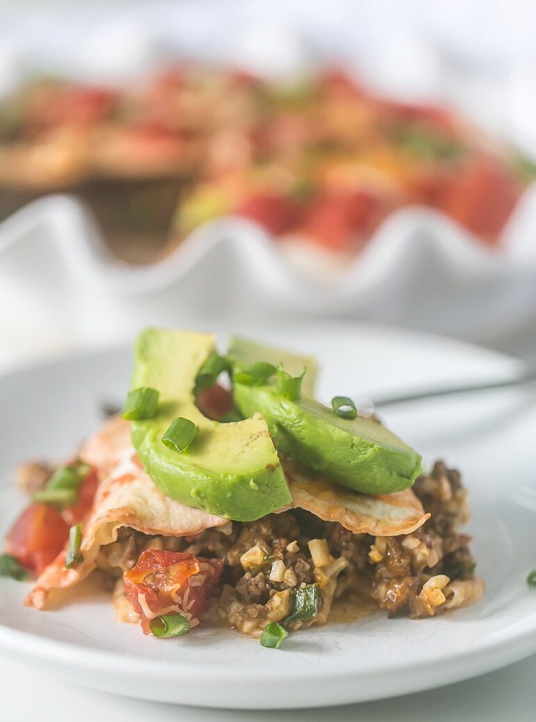 This Tortilla Taco Pie is low carb, easy to prepare and delicious! 