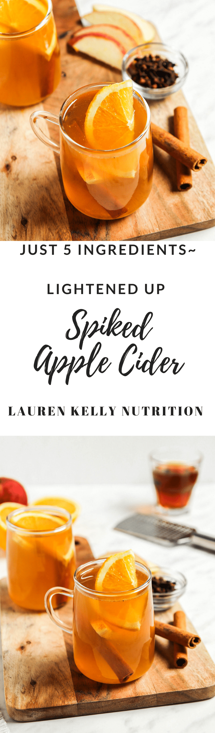With just 5 simple ingredients, you can enjoy this lightened up Spiked Apple Cider!
