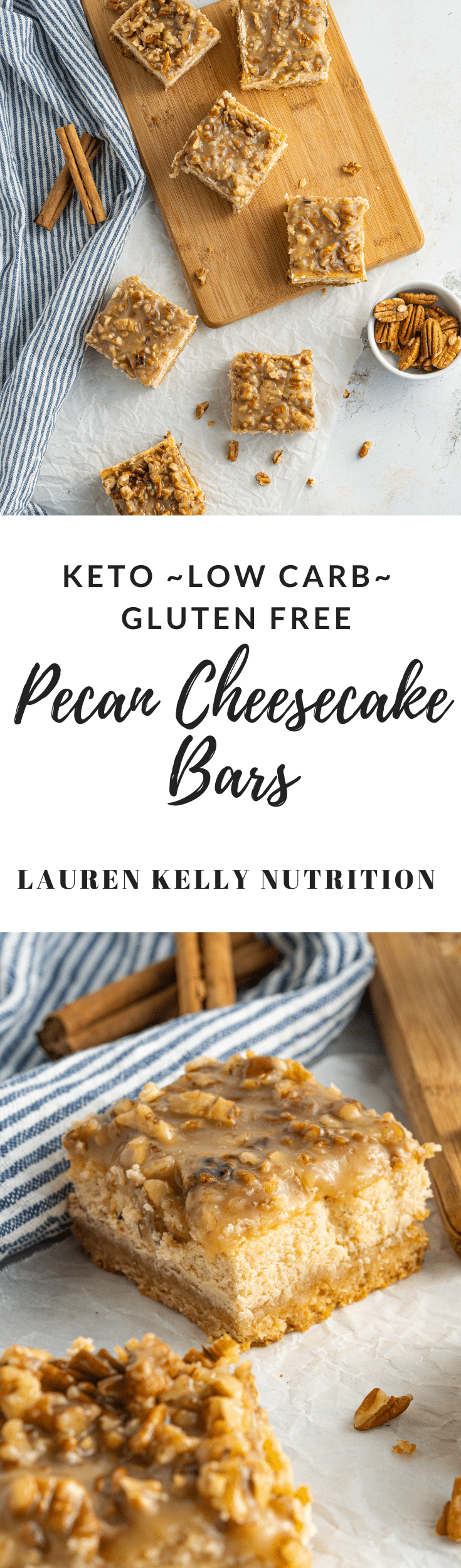 Delicious and easy to make Keto Pecan Cheesecake Bars!