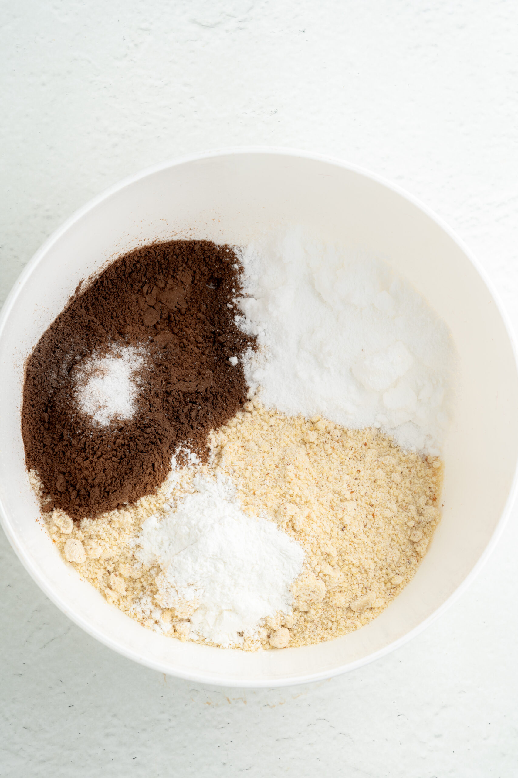 Dry ingredients in another mixing bowl.