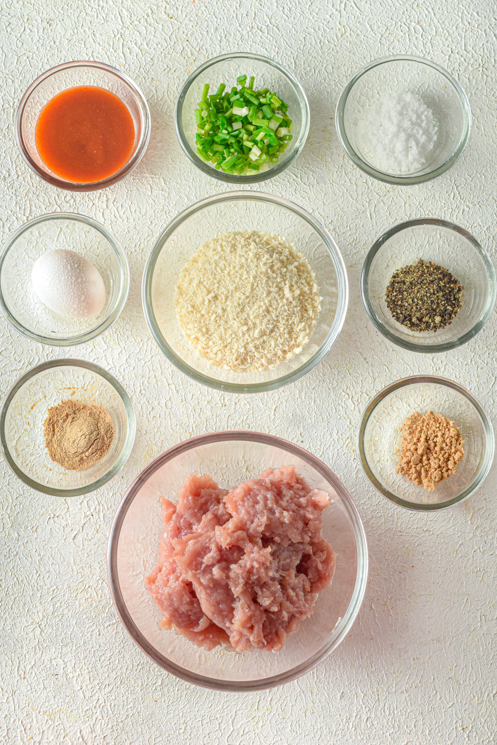 Ingredients in individual small bowls