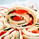 Close up of Spinach Red Pepper Pinwheels.