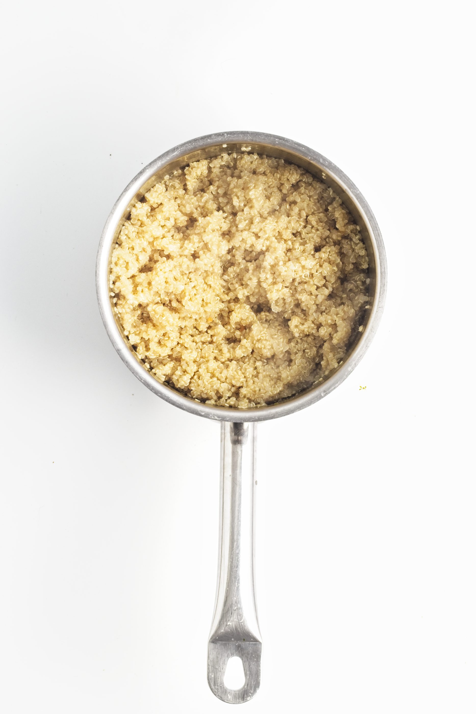 Cooked quinoa in a pot.